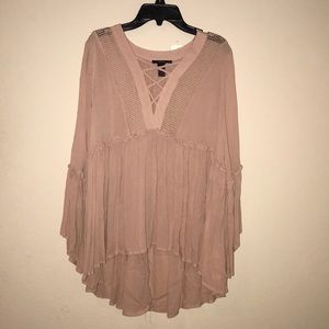 Dusty pink lace up blouse